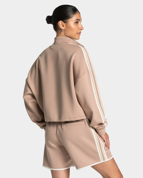 Club Cropped Zip Jacke "Beige"