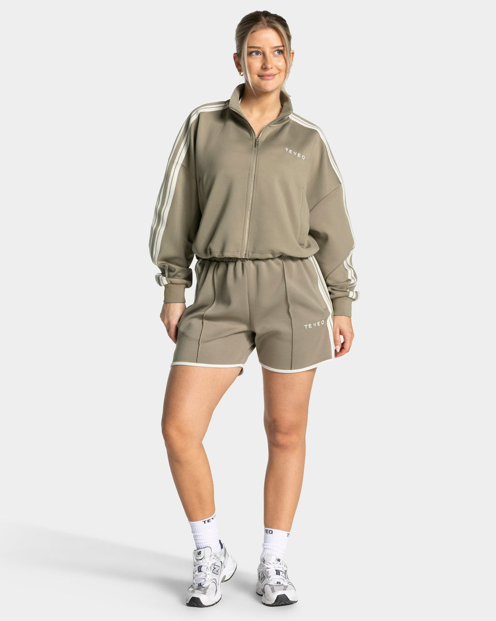 Club Cropped Zip Jacke "Khaki"