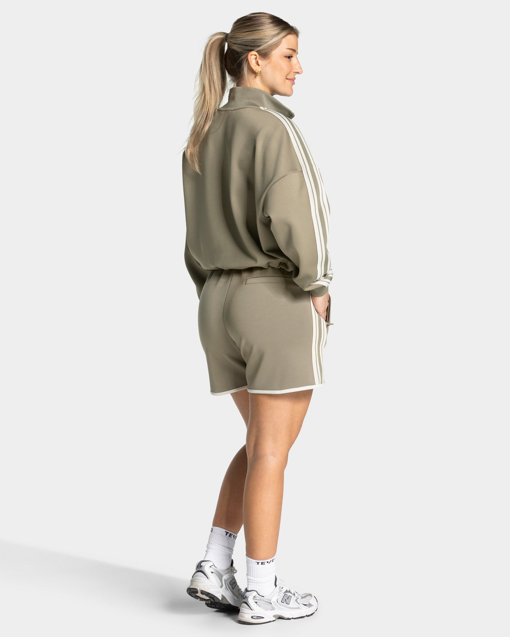 Club Cropped Zip Jacke "Khaki"