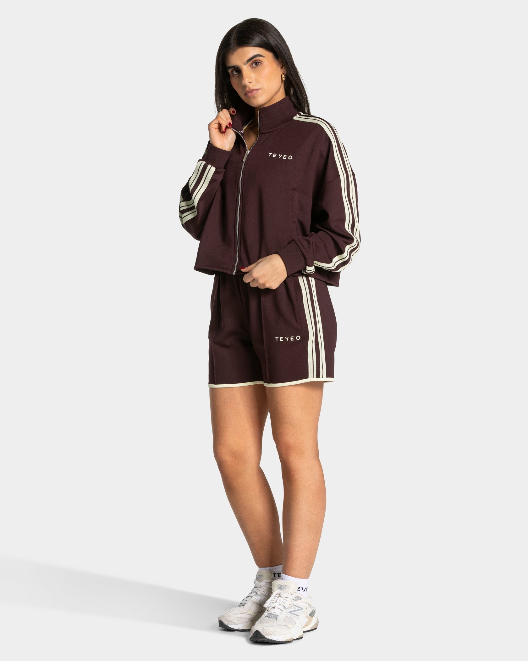 Club Cropped Zip Jacke "Merlot"