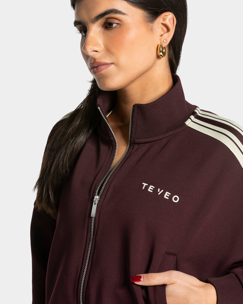 Club Cropped Zip Jacke "Merlot"