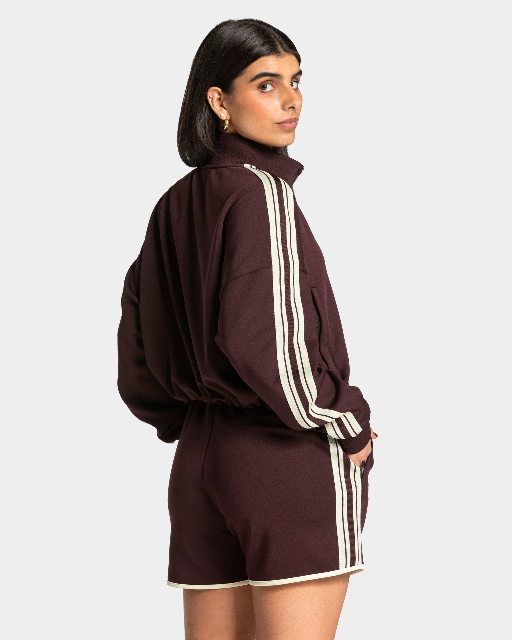 Club Cropped Zip Jacke "Merlot"