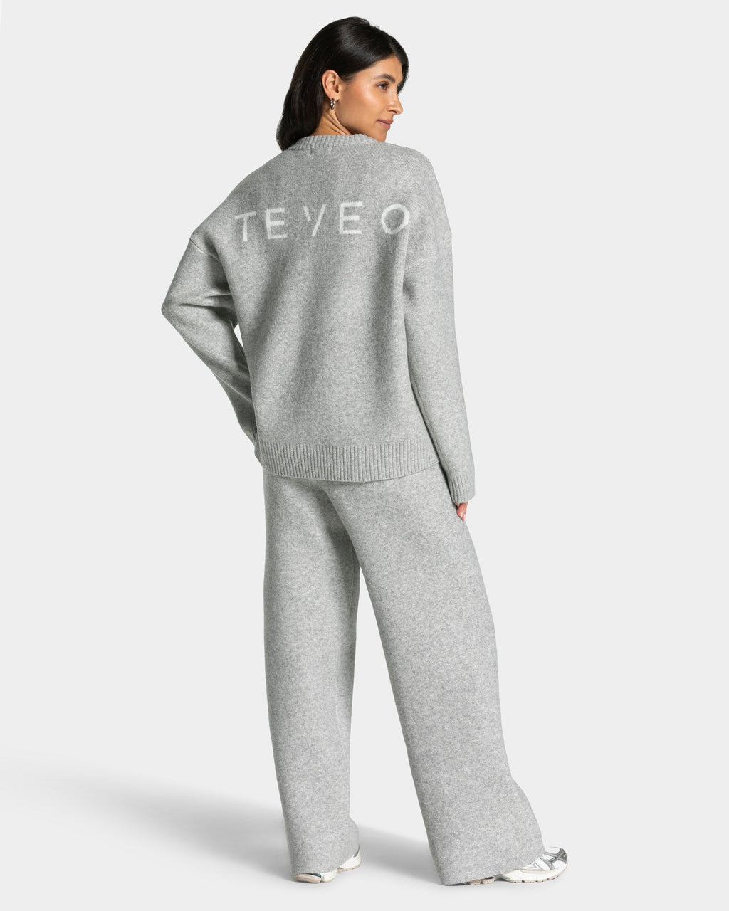 Knit Straight Leg Pants "Grau Meliert"